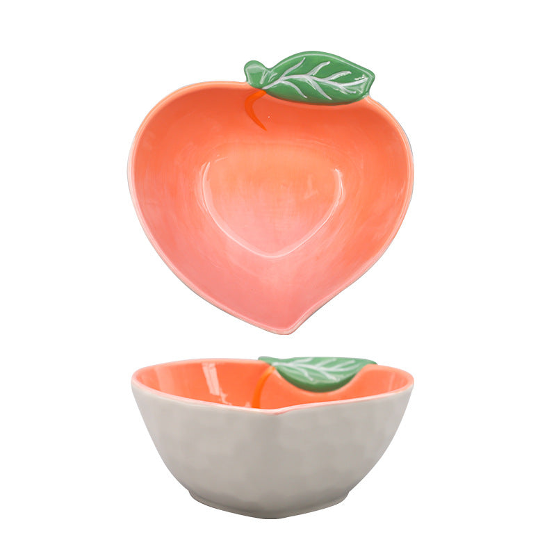 Ceramic Dragon Fruit Bowl and Plate Set, Cute Fruit Shaped Tableware for Kids and Adults