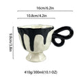 Ceramic Coffee Mug with Unique Handle, White Porcelain Floral Cup, 10 oz