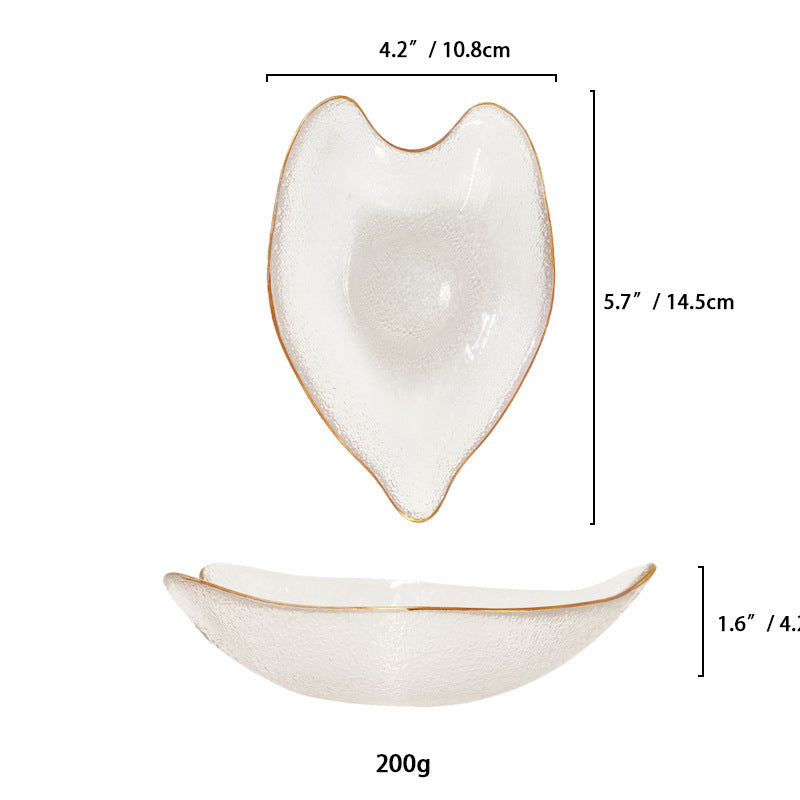 Glass Flower Jewelry Dish, Decorative Trinket Plate with Gold Rim, 4.9"