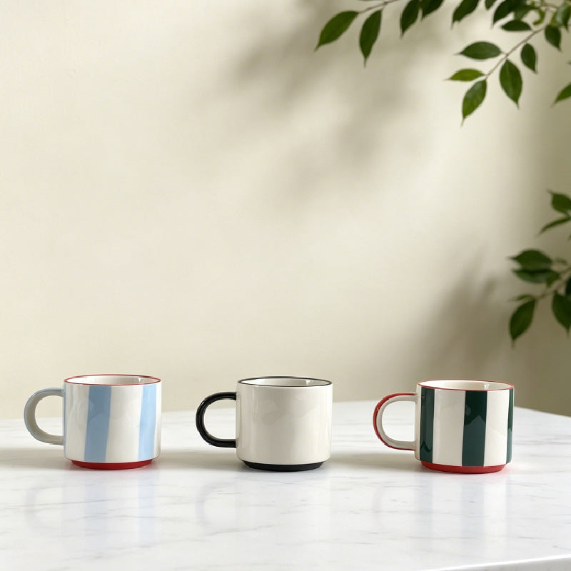 Ceramic Dog Coffee Mug, Cute Striped Porcelain Cup with 3D Puppy, 11 oz