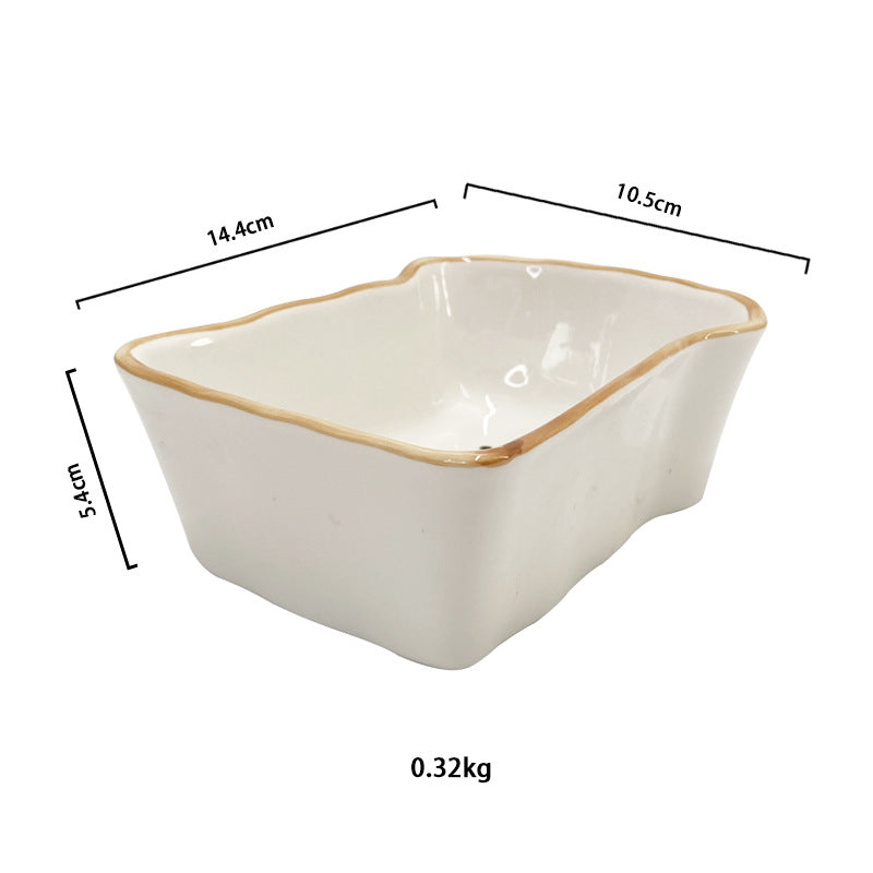 Ceramic Toast Shaped Plate, Cute Cartoon Breakfast Dish for Kids and Adults, 7.5" & 5.8"