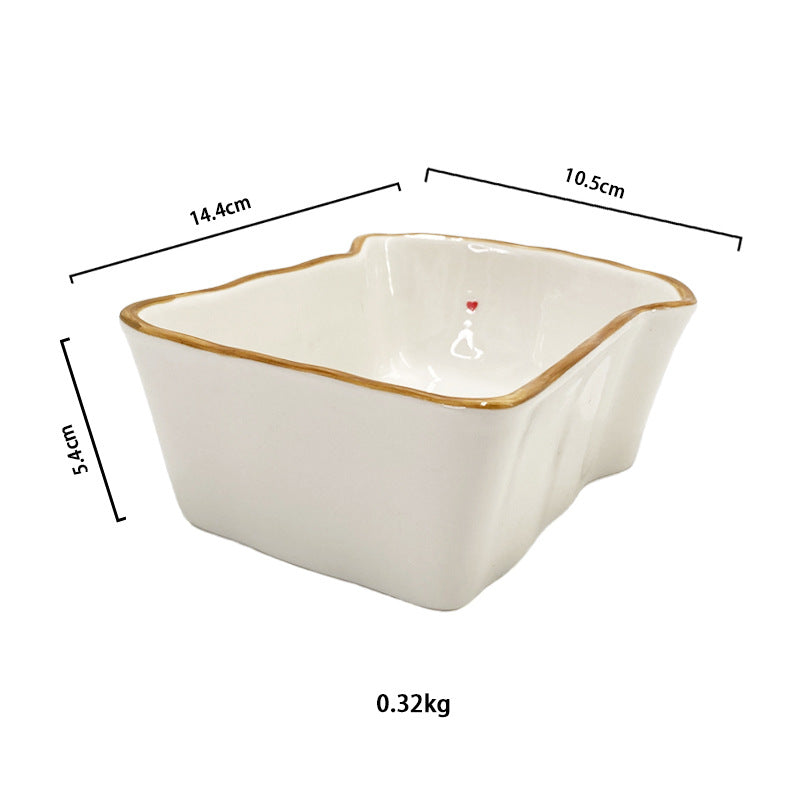 Ceramic Toast Shaped Plate, Cute Cartoon Breakfast Dish for Kids and Adults, 7.5" & 5.8"