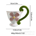 Ceramic Floral Coffee Mug with Handle, White Porcelain Teacup, 6.8 oz