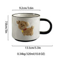 Ceramic Dog Coffee Mug, Cute Striped Porcelain Cup with 3D Puppy, 11 oz